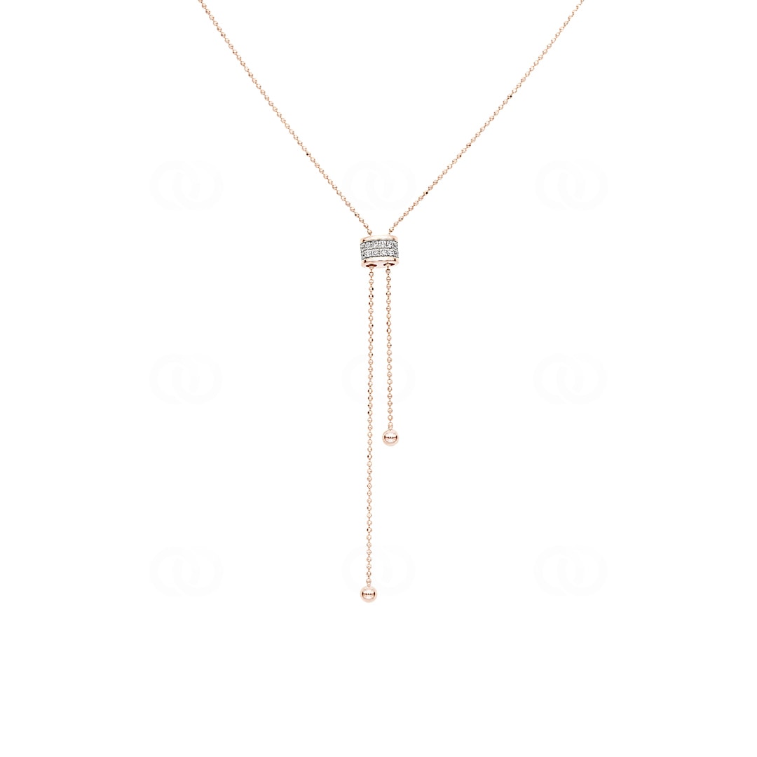 Y-Collier 750/18 K Roségold mit Diamanten 0.12ct H/Si
