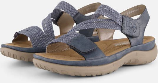 Rieker Blauwe Comfort Sandaal met Klittenbandsluiting Blue Dames