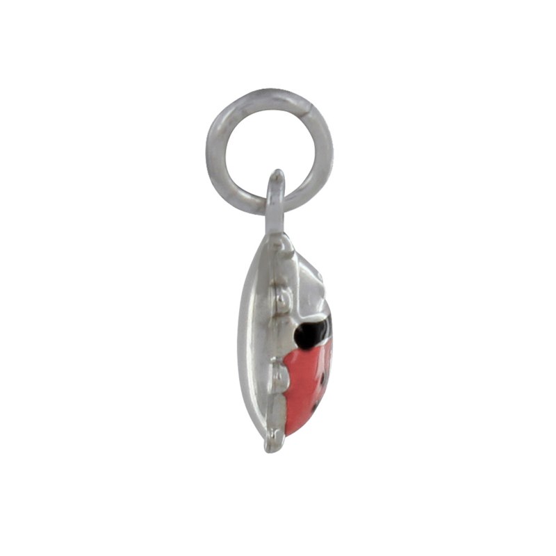 Pendentif Argent Coccinelle Bombée Ligne Rouge et Noire