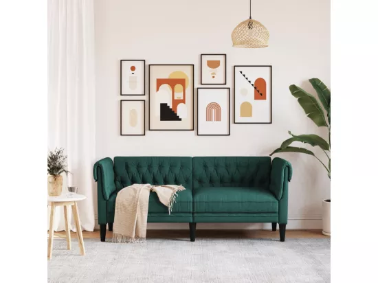 Canapé Chesterfield 2 places vert foncé tissu