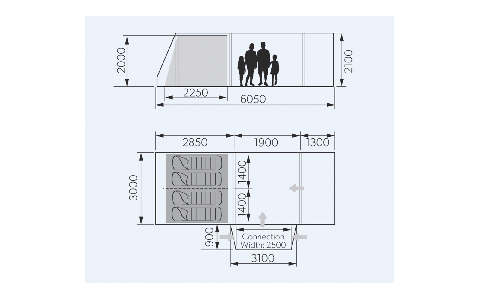 Dometic Rarotonga DA FTT 401 AIR TC LH Aufblasbares Driveaway Vorzelt 3 m Modell Links für 4 Personen