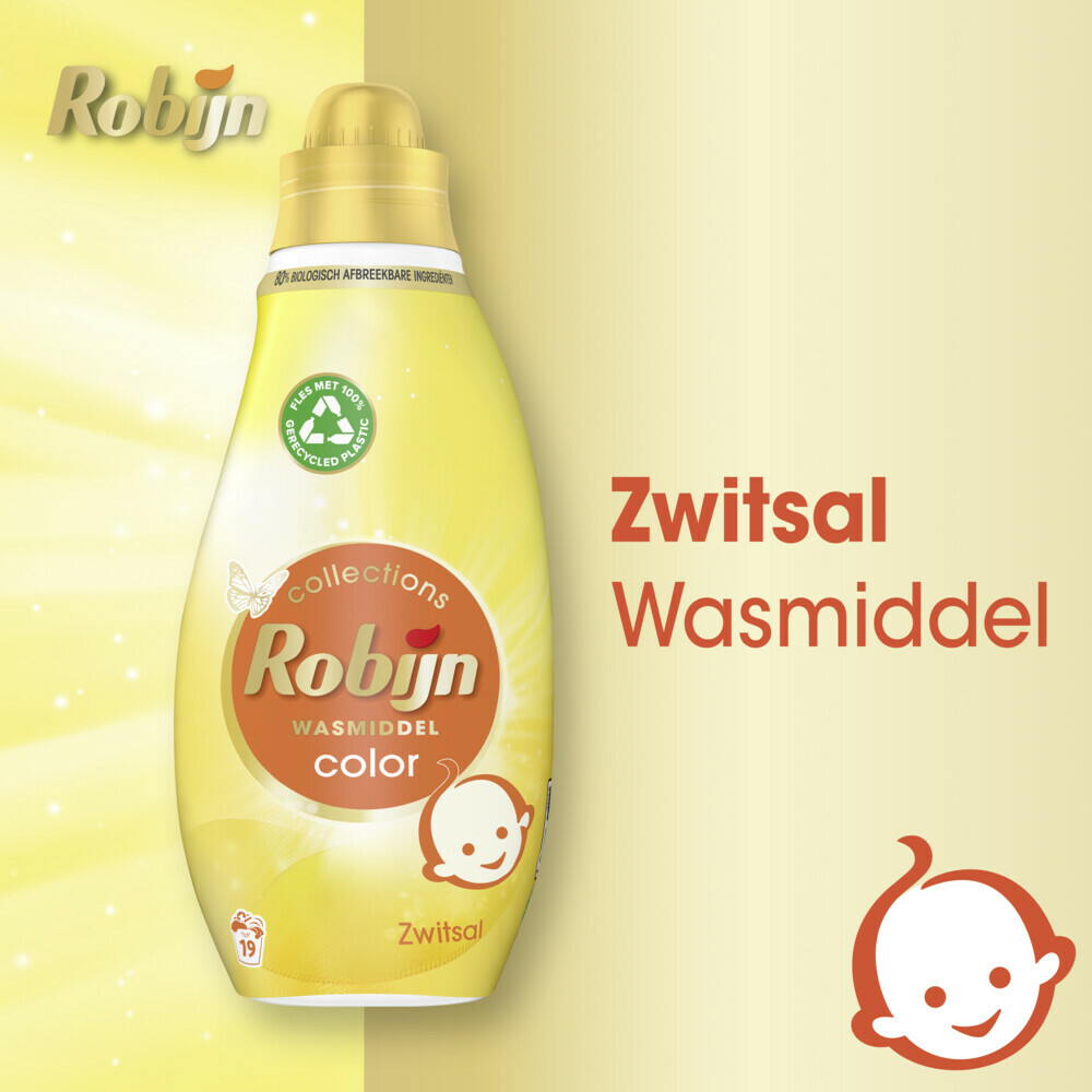 8x Robijn Klein & Krachtig Wasmiddel Zwitsalgeur 19 Wasbeurten665 ml