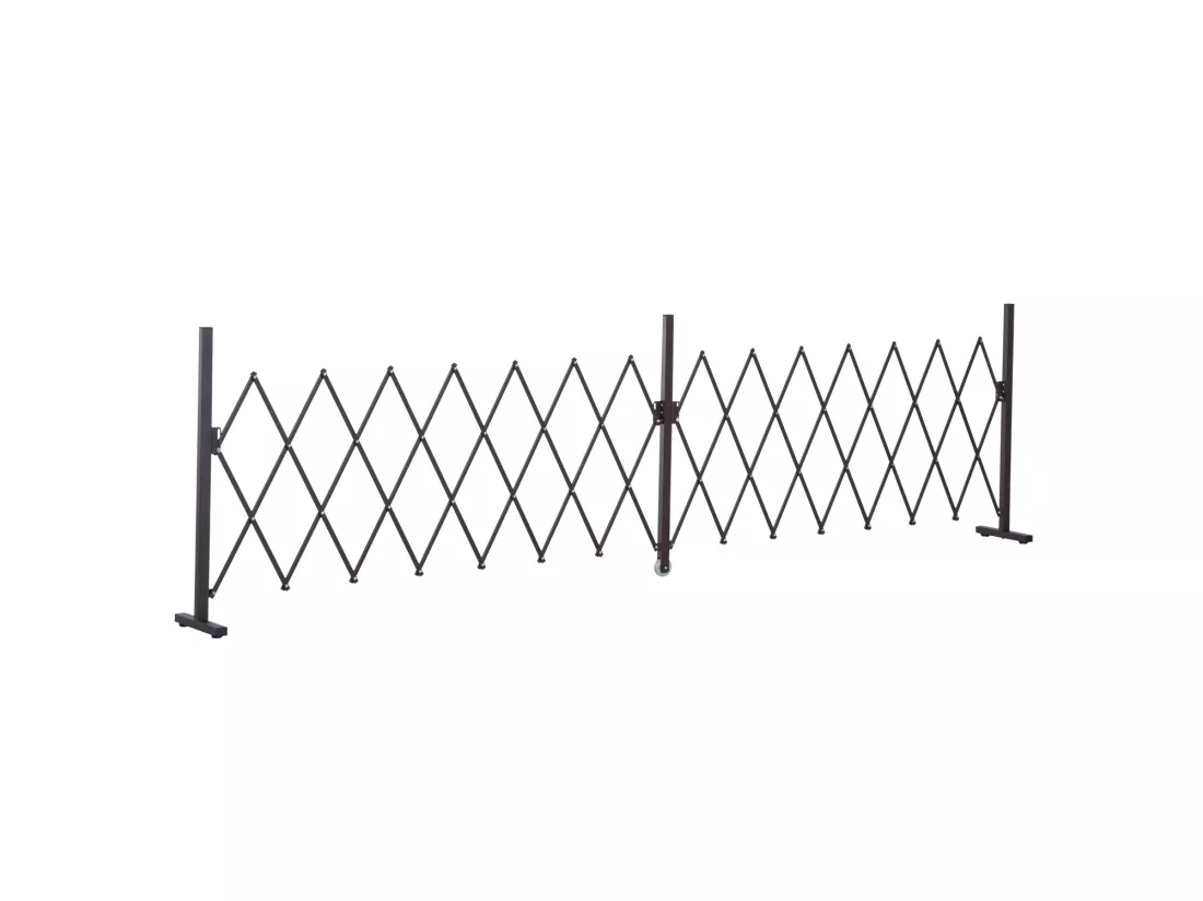 Barrière extensible rétractable barrière de sécurité avec roulette 405L x 31l x 104H cm alu métal chocolat