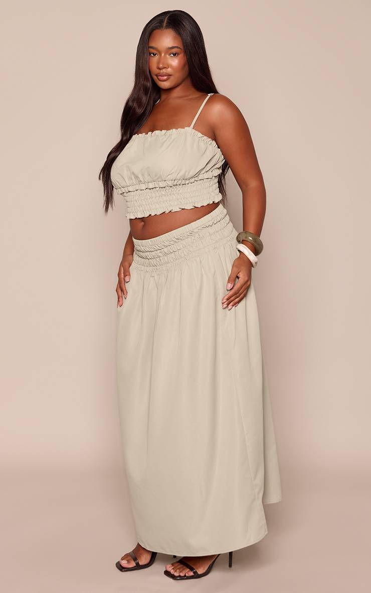 Vert Sauge Jupe Maxi À Pois Grande Taille Coordonnée