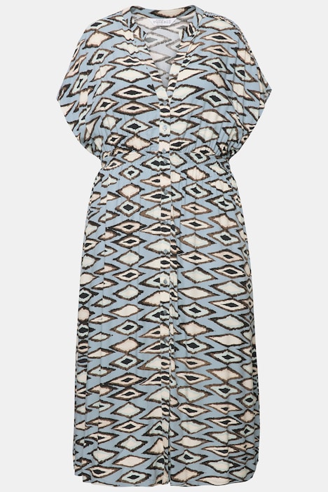 Maxikleid, A-Line, grafischer Print, Halbarm