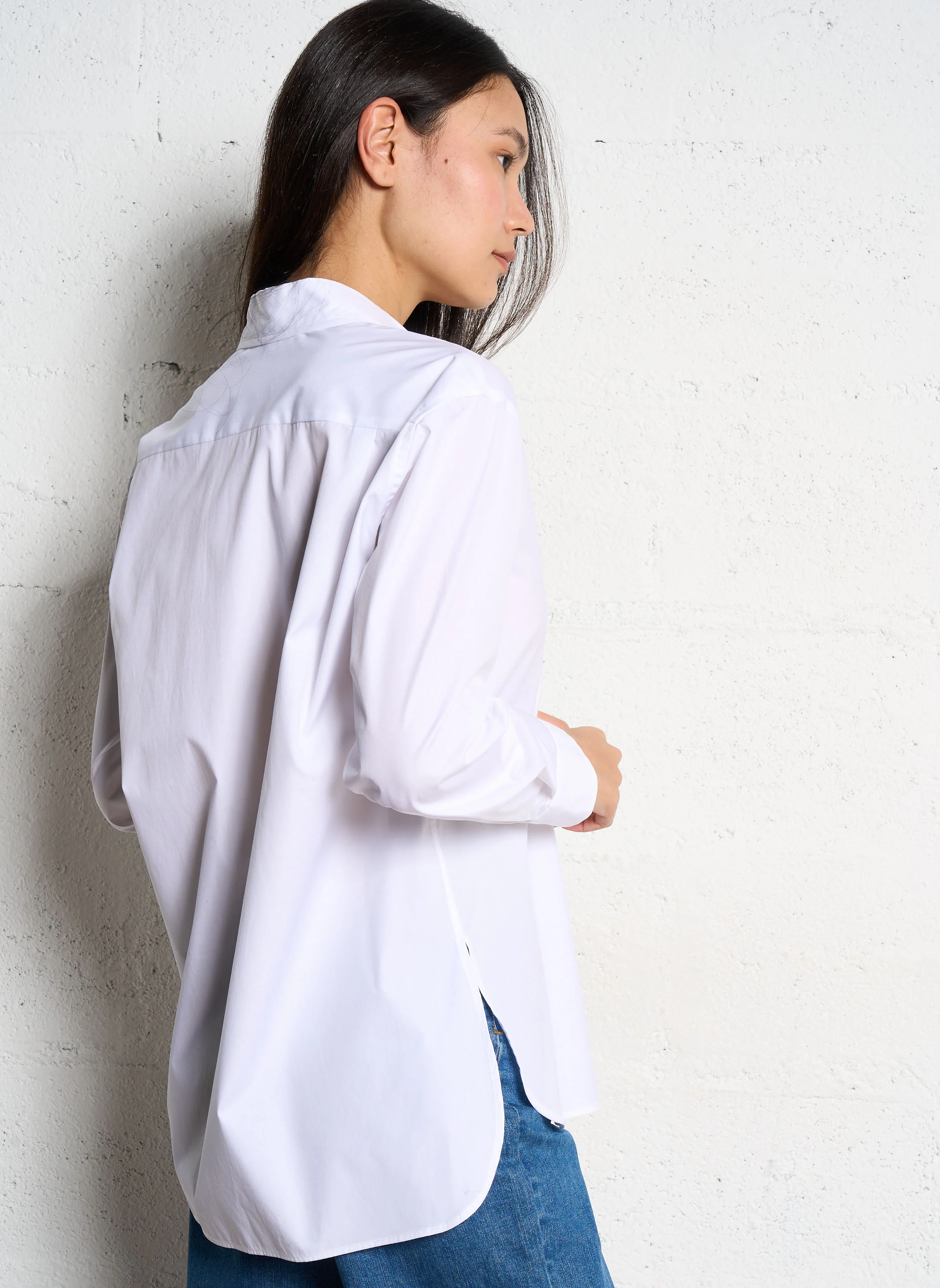 CORALIE - Chemise droite en popeline de coton | Blanc