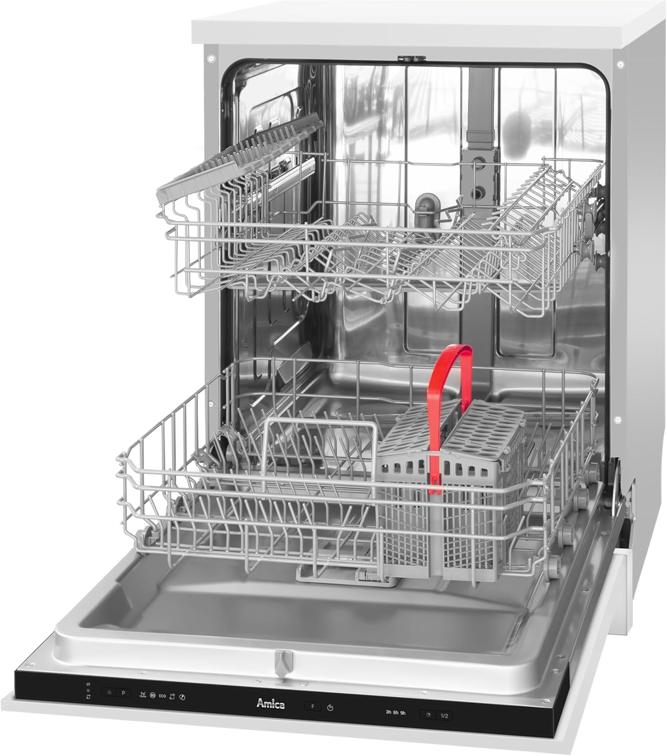 Amica EGSPV 597 201 Einbau-Geschirrspüler / 60 cm / vollintegrierte Spülmaschine (ohne Möbelfront) / 12 Maßgedecke / 5 Programme / Besteckkorb