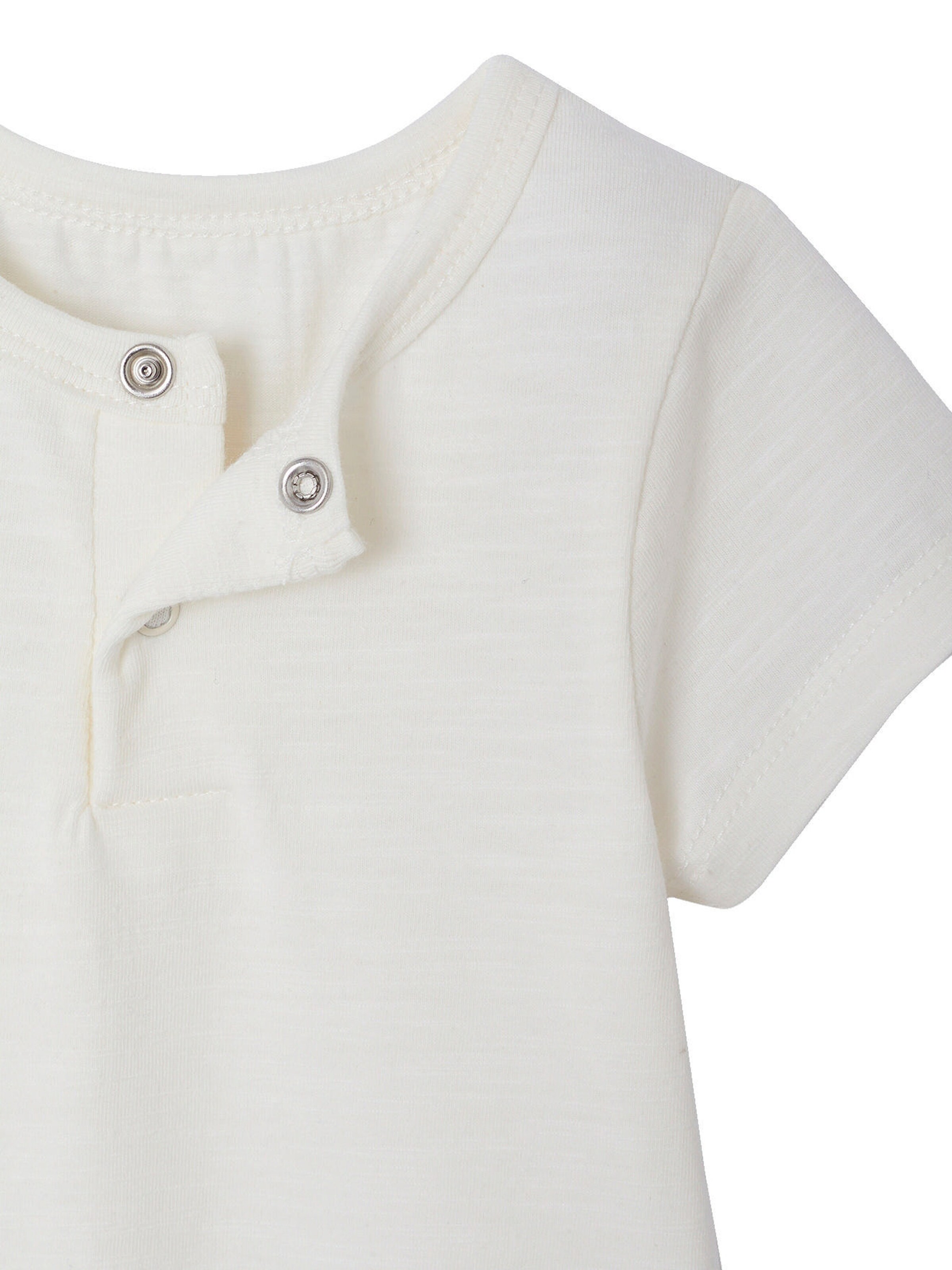 Vertbaudet Baby-Set: Kurzoverall, Body & Halstuch wollweiß