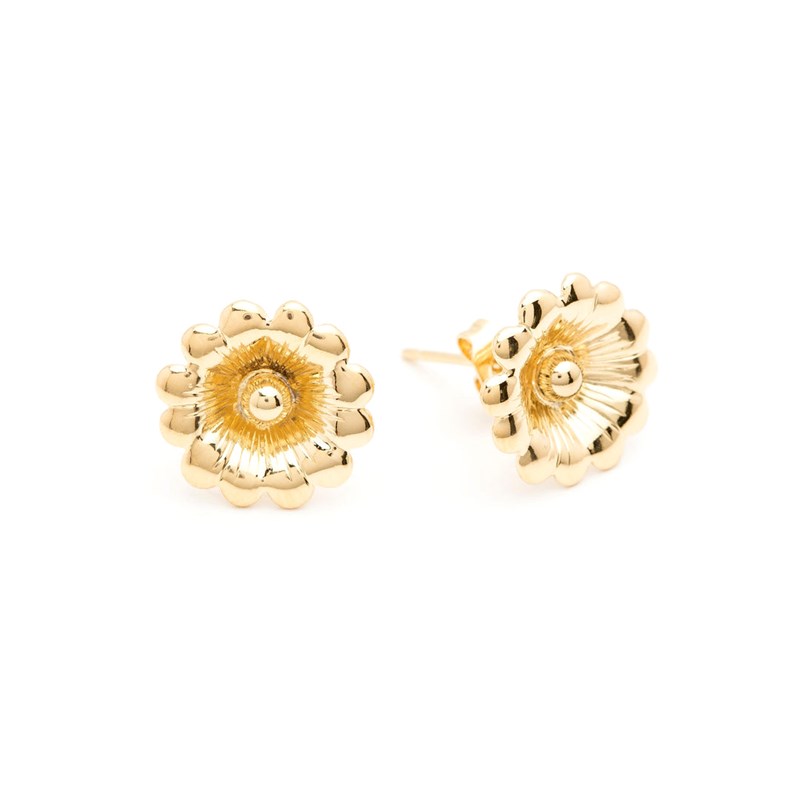 boucles d'oreilles puces fleurs doré à l'or fin - THÉIA