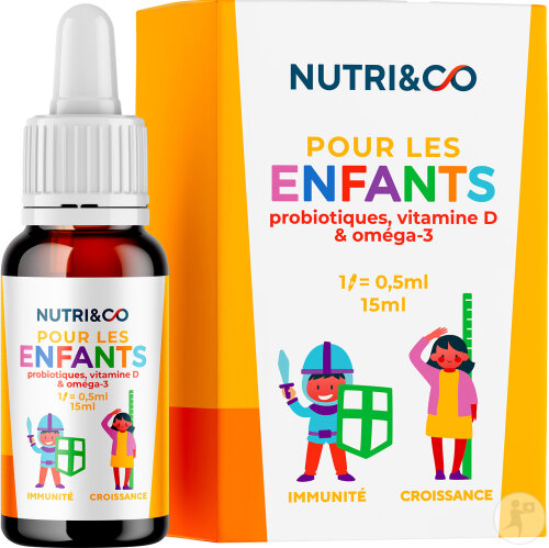 Nutri&Co Probiotiques Enfant Vitamine D & Oméga 3 Format Liquide 15ml