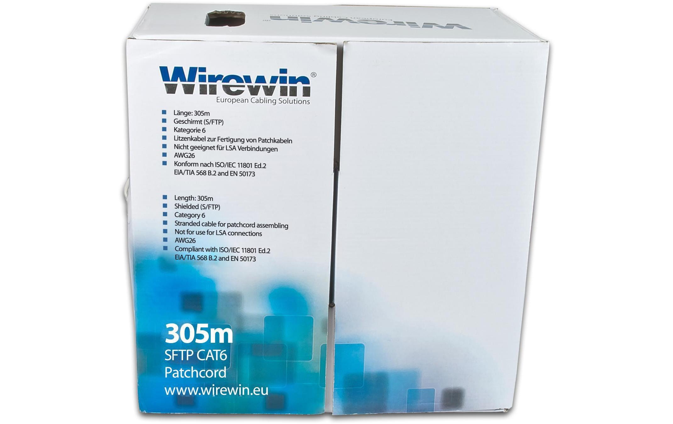 Rangierkabel VKBOX KAT6 PATCH Cat 6, S/FTP, 305 m, Grau<br>KAT6 Patchkabelbox, grau, S/STP