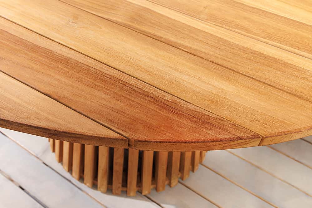 Runder Esstisch EMPIRE TEAK 140cm braun Teakholz Indoor Outdoor wetterfest