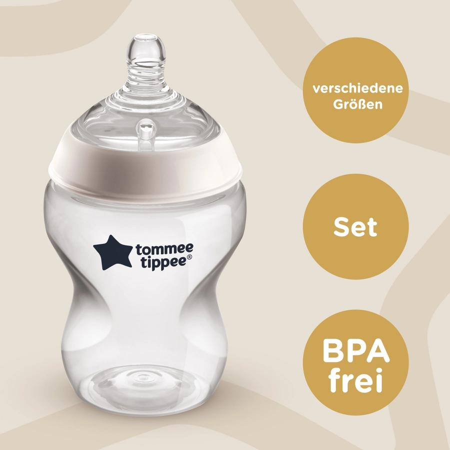 Tommee Tippee Flaschen-Set Closer to Nature 4 x Anti-Kolik-Flasche 260ml transparent 0m+