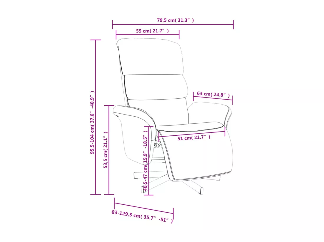 Fauteuil inclinable avec repose-pieds gris foncé tissu