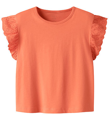 Name It T-Shirt – NkfHrejaline – Fresh Salmon m. Strickerei Angl