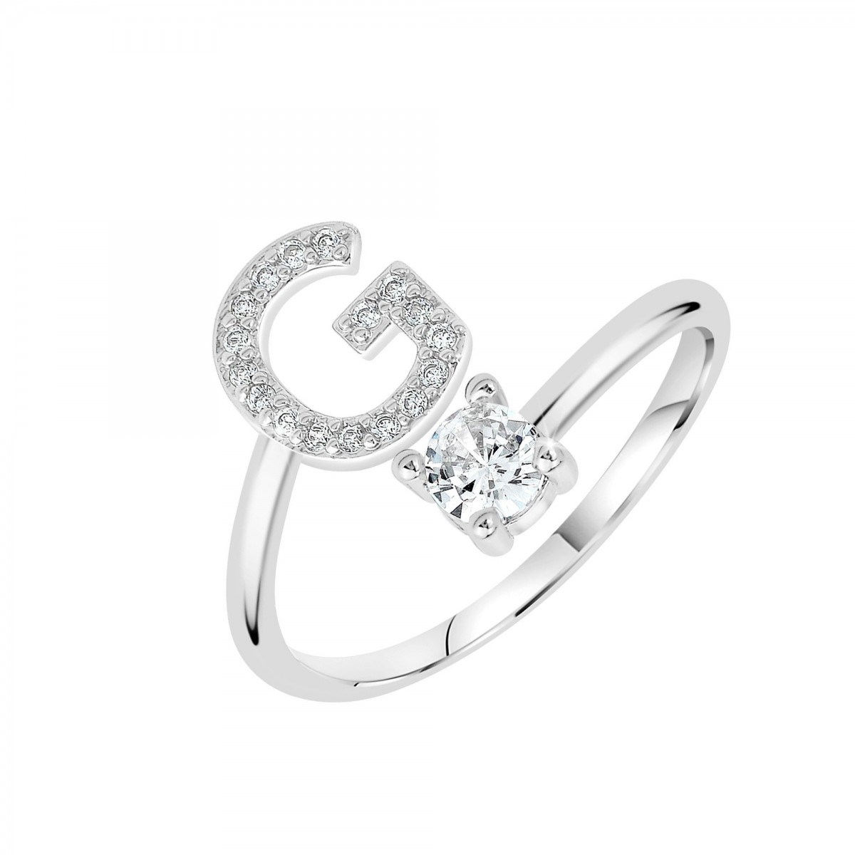 Bague lettre G ajustable SC Crystal ornée de Zirconium