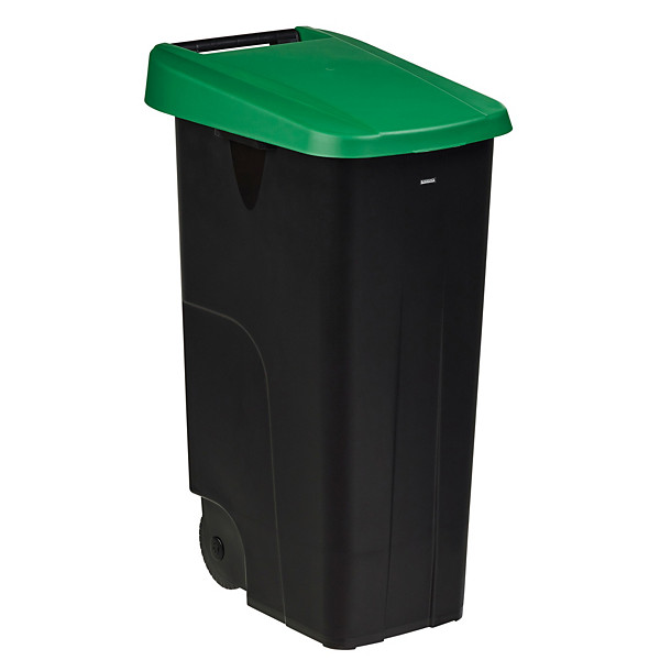 ROSSIGNOL Poubelle de tri mobile - 110 L  - movatri  - noir / vert - couv ferme