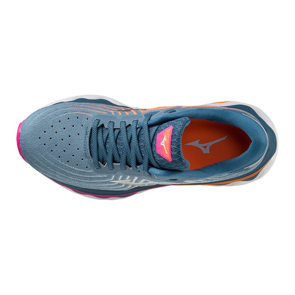 Mizuno WAVE HORIZON 6 - Chaussures running Femme blue ashes/silver/807 c