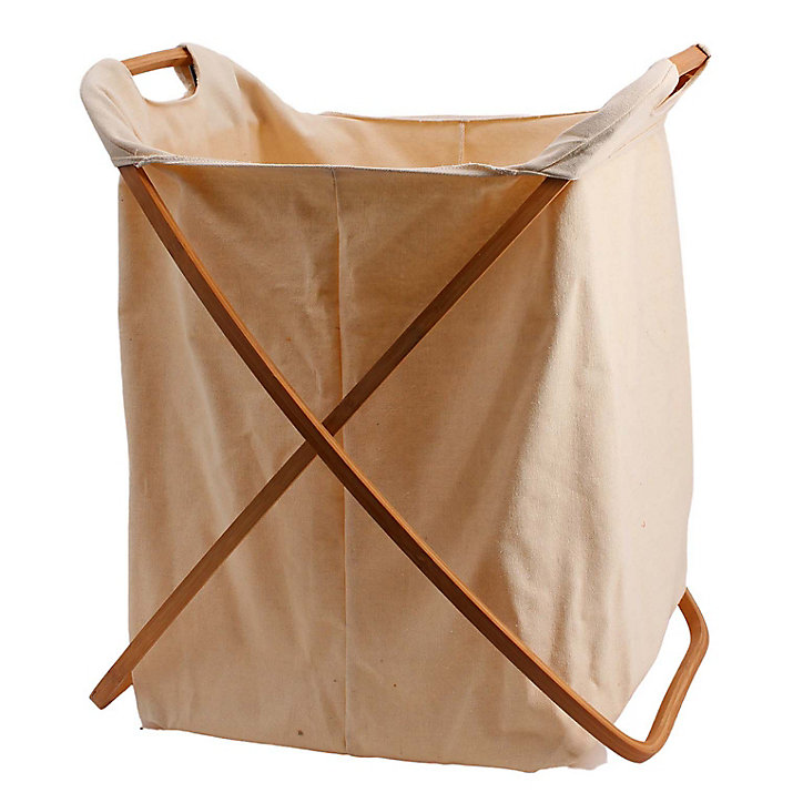 Panier à linge Allibert Selly 72 litres en textile coloris blanc L.45 x l.35 x H.58 cm