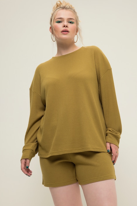 Schlafanzug, Zweiteiler, Strukturjersey, Langarm, Shorts