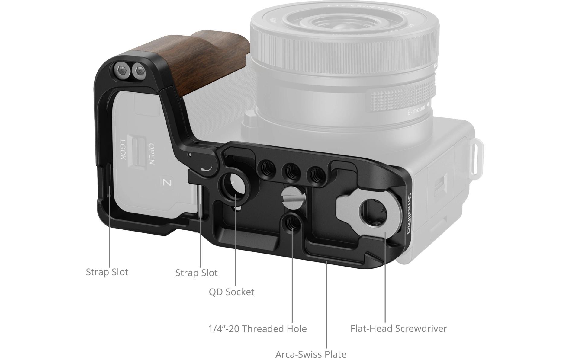 L-Winkel mit Holzgriff für Sony ZV-E10 IIEin ergonomisch geformter Holzgriff