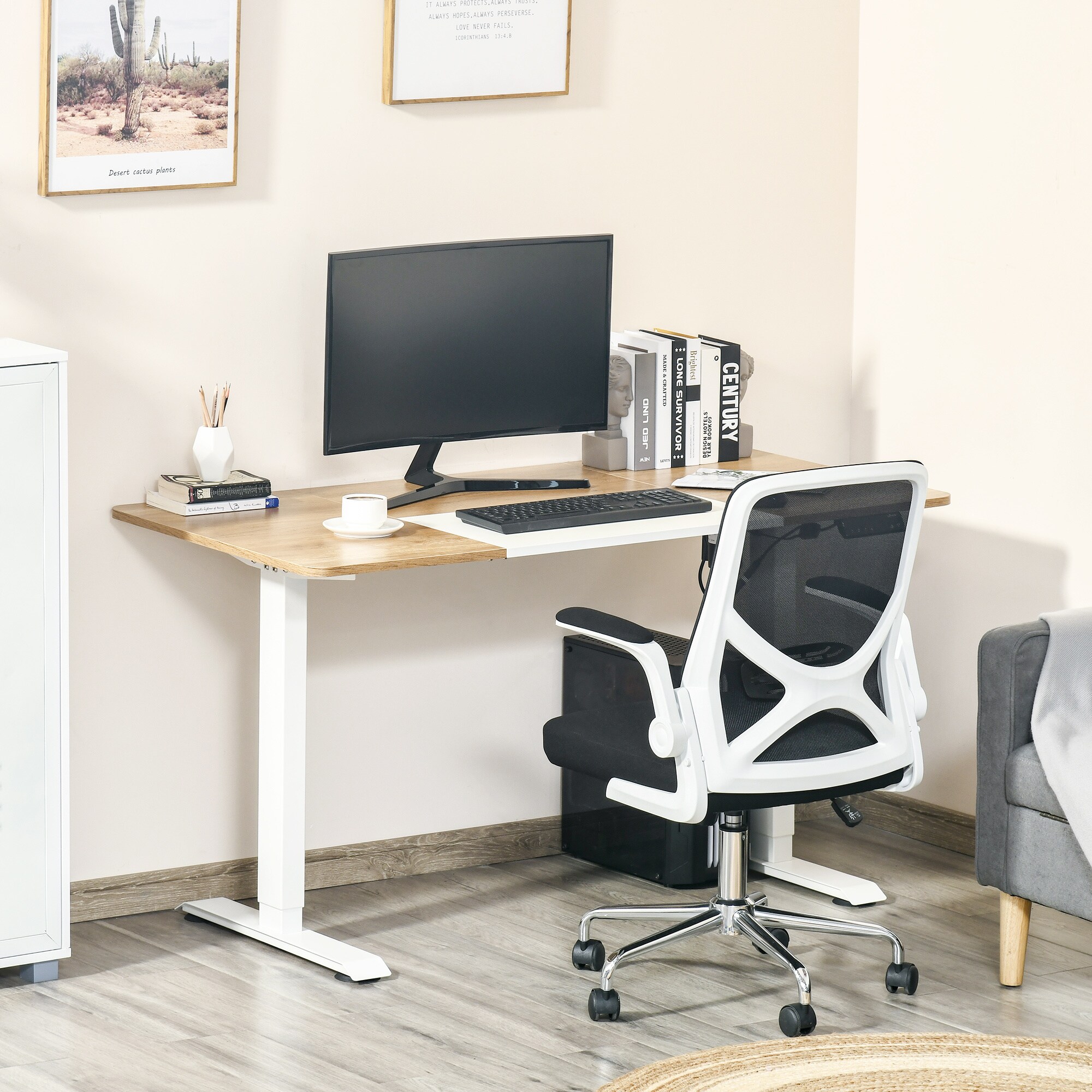 Vinsetto PC-Tisch elektrisch höhenverstellbar, LED-Anzeige 140 x 70 x 72-116 cm (BxTxH)