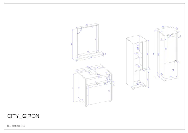INOSIGN Badmöbel-Set »CITY/ GIRON, Bad im zeitlosen Design, 3-teiliges Badezimmer« Set, 3 Stk. tlg.