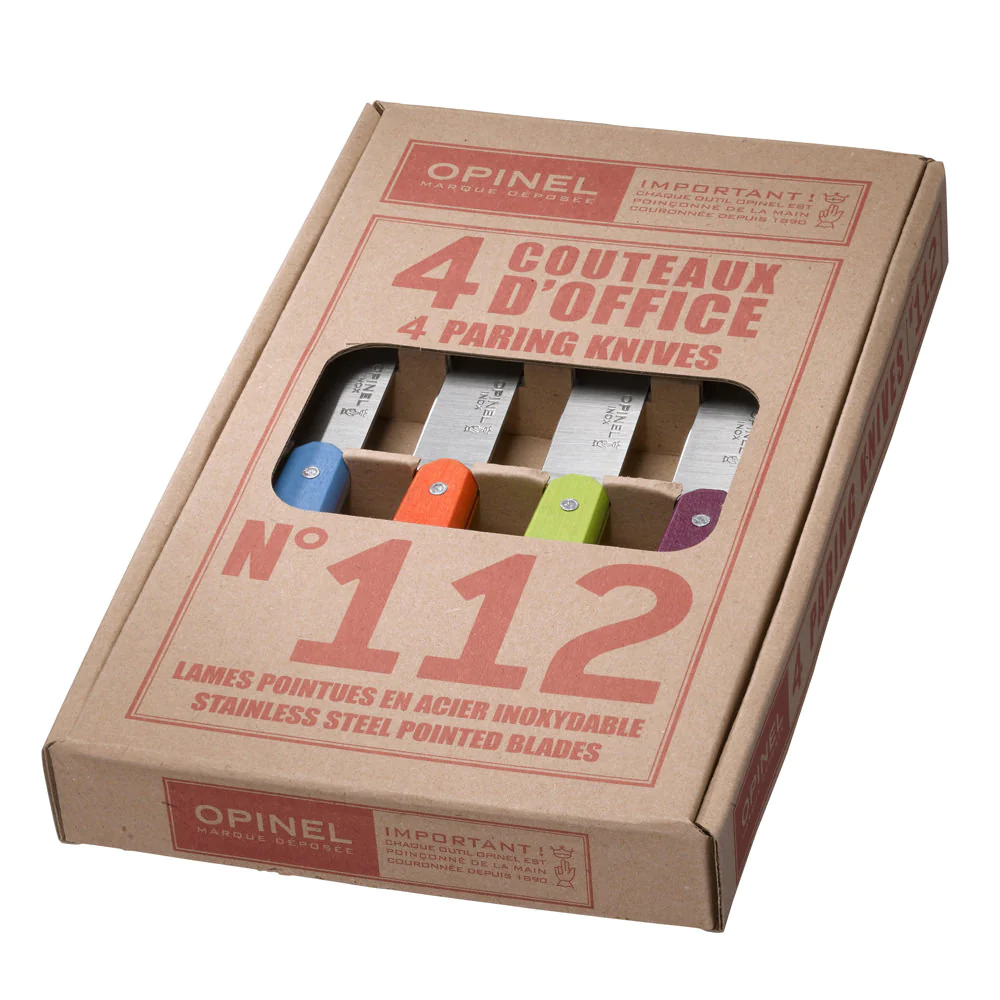 Coffret 4 couteaux office N°112 lame inox 10 cm 4 coloris Opinel