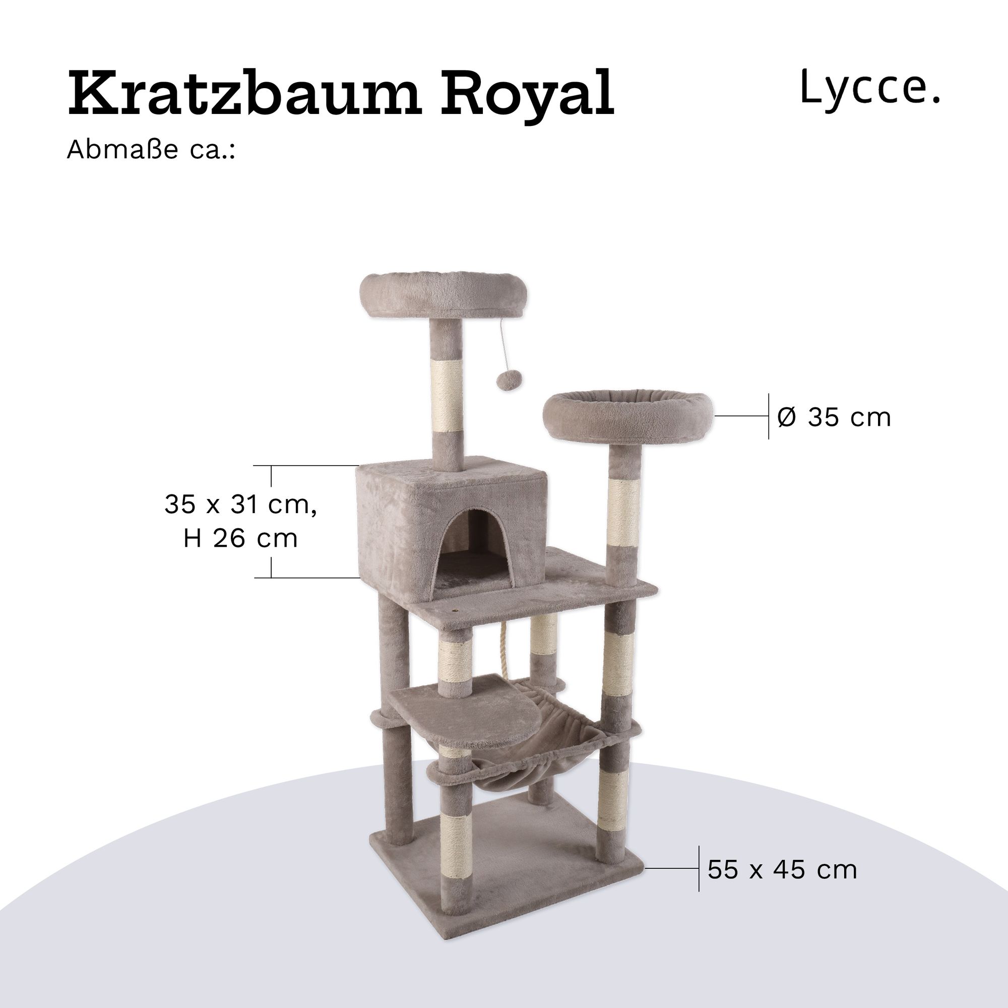 Lycce Kratzbaum ROYAL Katzenbaum mit Höhle und Hängematte, 145 cm
