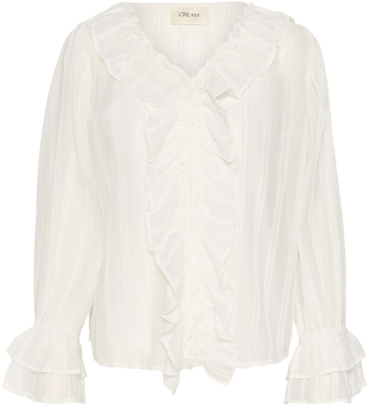 Cream CRSadia Flounce Blouse Snow white