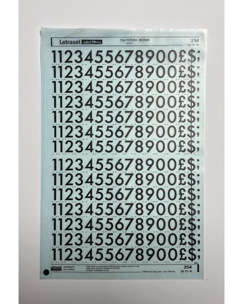 Letraset 254 - FUTURA MEDIUM 72pt