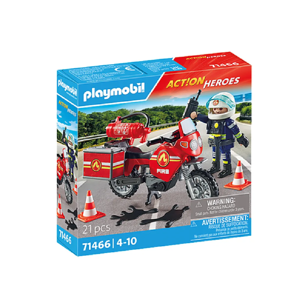 Playmobil® PLAYMOBIL 71466 Pompier et Moto Action Heros