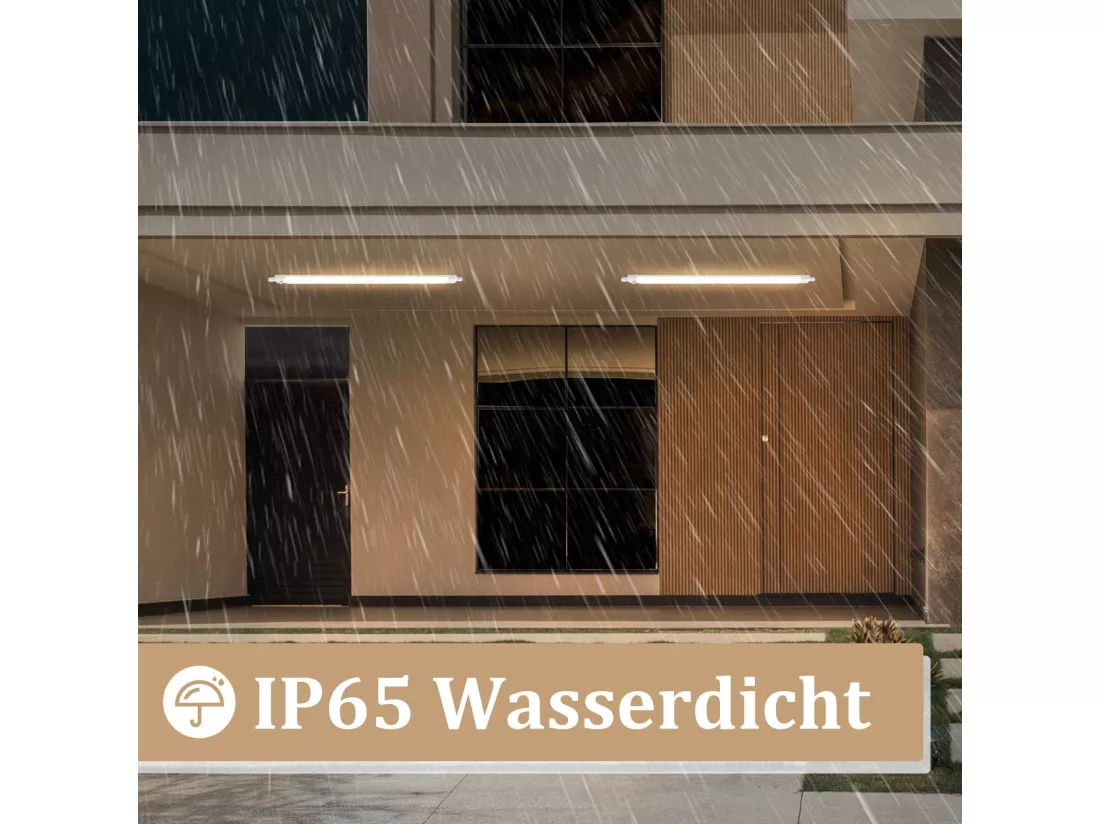 NETTLIFE Luminaire LED étanche à l'humidité 120CM avec détecteur de mouvement 36W IP65 blanc neutre 4000K