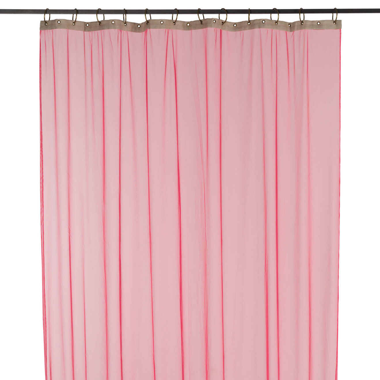 En Fil d'Indienne Rideau en Lin & Tulle corail - 130x280 cm