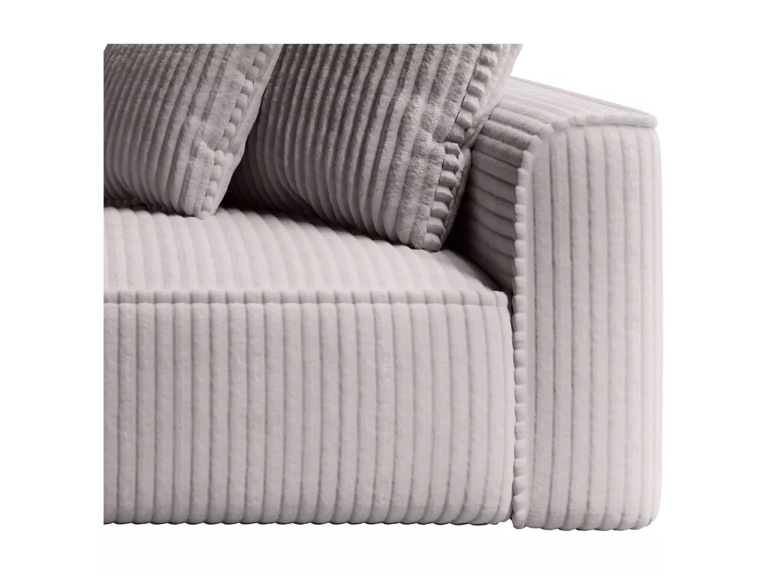 Méridienne gauche en velours côtelé grosses côtes gris clair PINETA