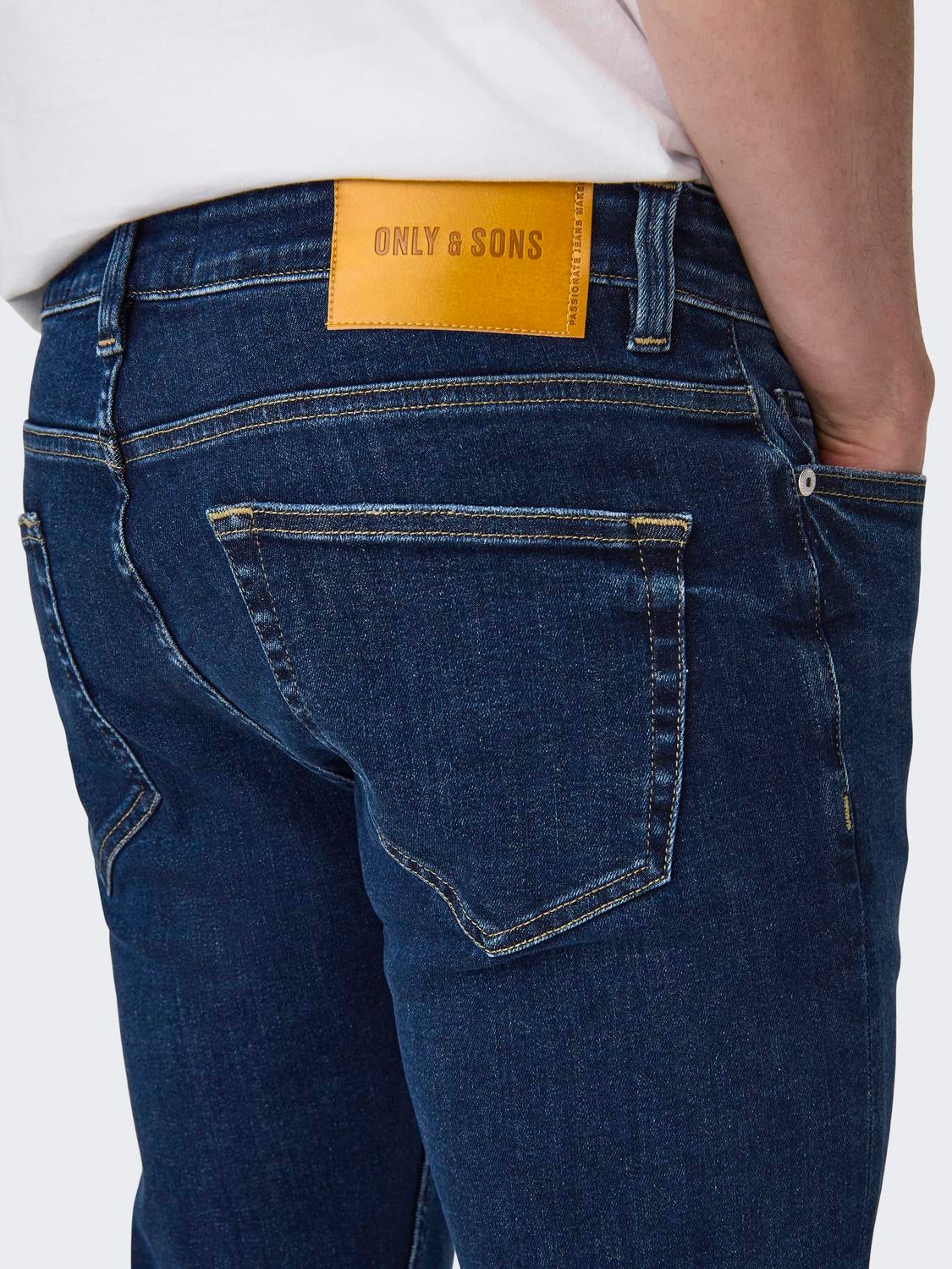 ONSWARP Niedrige Taille Skinny Fit Jeans Dark Blue Denim