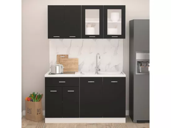 Ensemble de meubles de cuisine 4 pcs Noir Aggloméré