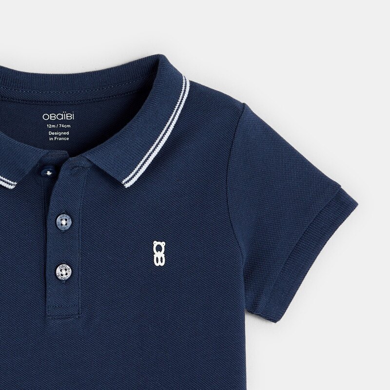 Polo maille piquée uni bleu bébé garçon Bleu