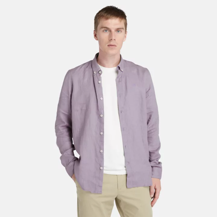 Chemise en lin Mill Brook pour homme en violet