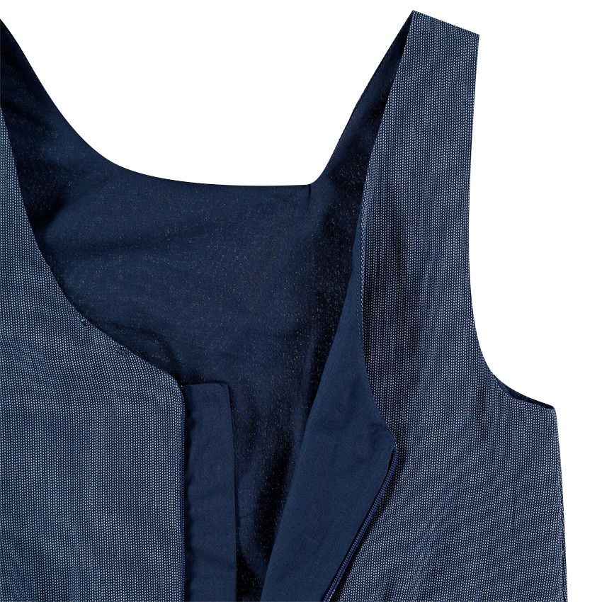 Junior - Combishort en voile de coton avec noeud à la taille - Bleu marine