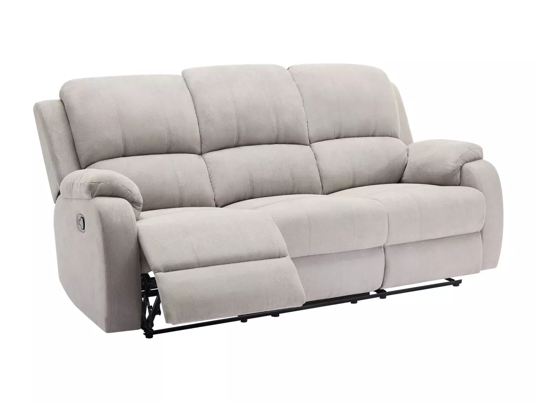 Canapé 3 places et fauteuil relax en microfibre gris clair BRODY