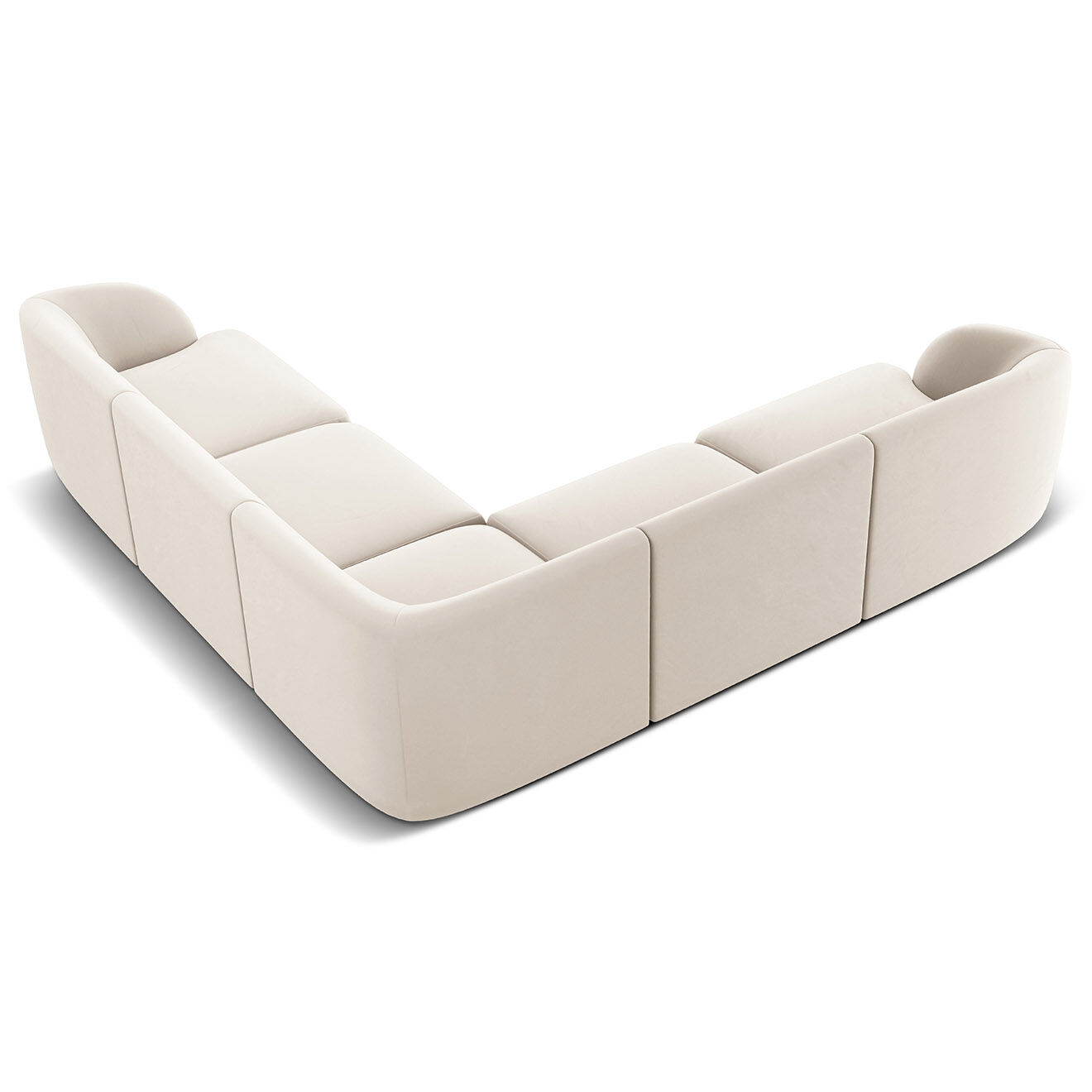 Micadoni Limited Edition Canapé d'angle Symétrique En Velours Miley 5 Places beige clair - 252x252x74 cm
