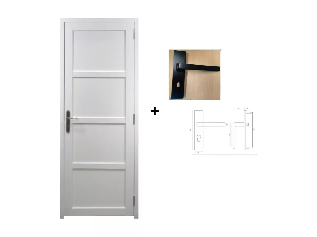 Bloc Porte Tamera Blanc H204 X L83 Poussant Gauche Côtes Tableau +poignée Gd Menuiseries