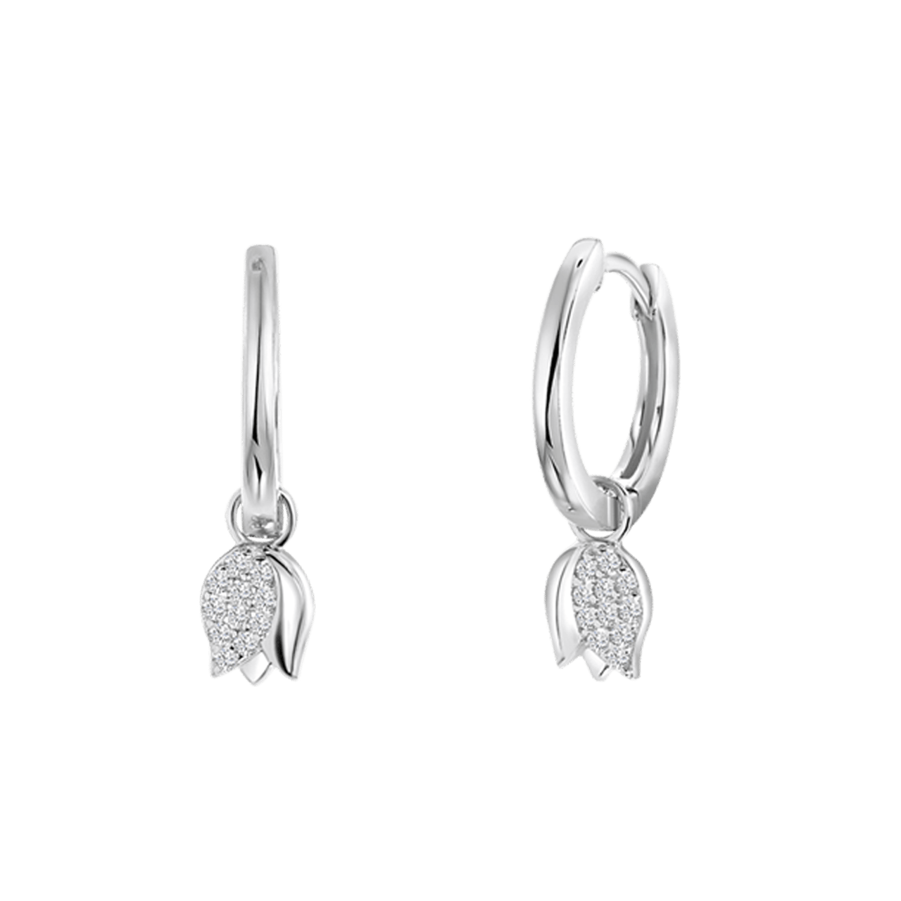 Zilveren oorbellen met hanger tulp