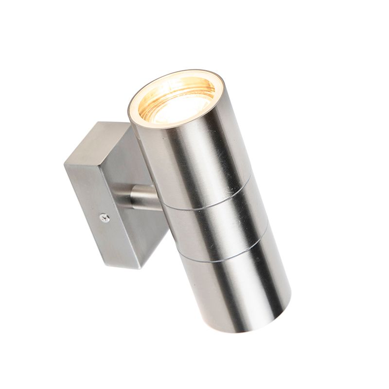 Buitenwandlamp staal 2-lichts IP44  - Duo