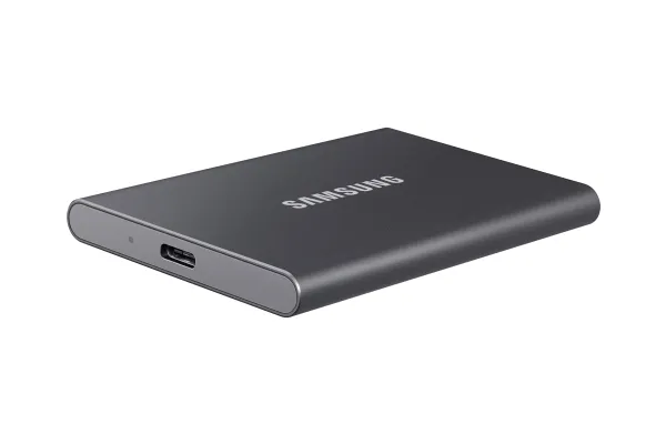 Samsung T7 MU-PC2T0T - SSD - krypteret - 2 TB - ekstern (bærbar) - USB 3.2 Gen 2 (USB-C stikforbindelse) - 256-bit AES - titan grå