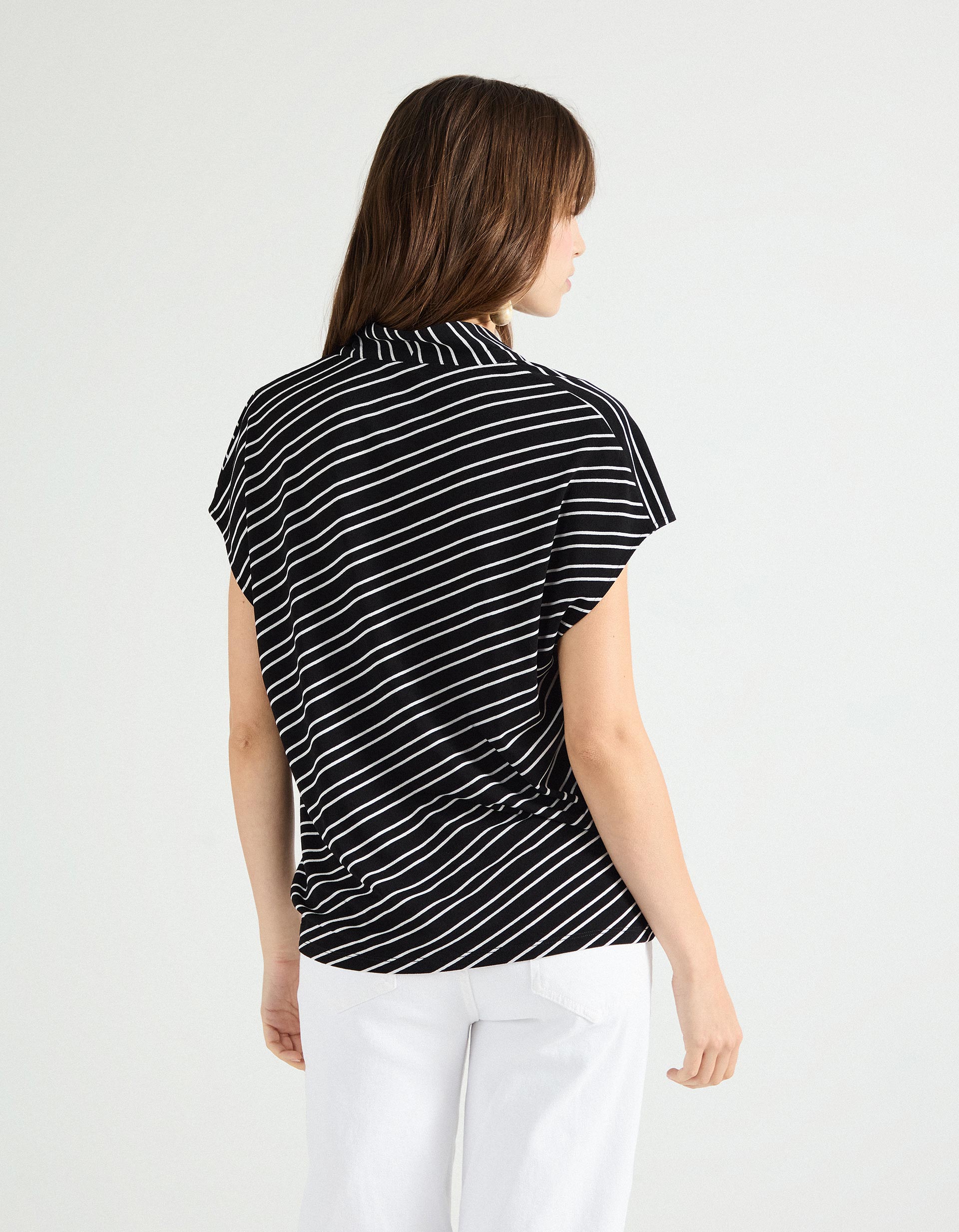Blusa com Riscas, Mulher, Preto