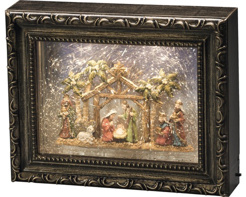 LED-lichtobject Konstsmide fotolijstje Kerststal H 19,5 cm Lichtkleur warm wit werkt op batterijen incl. timerfunctie