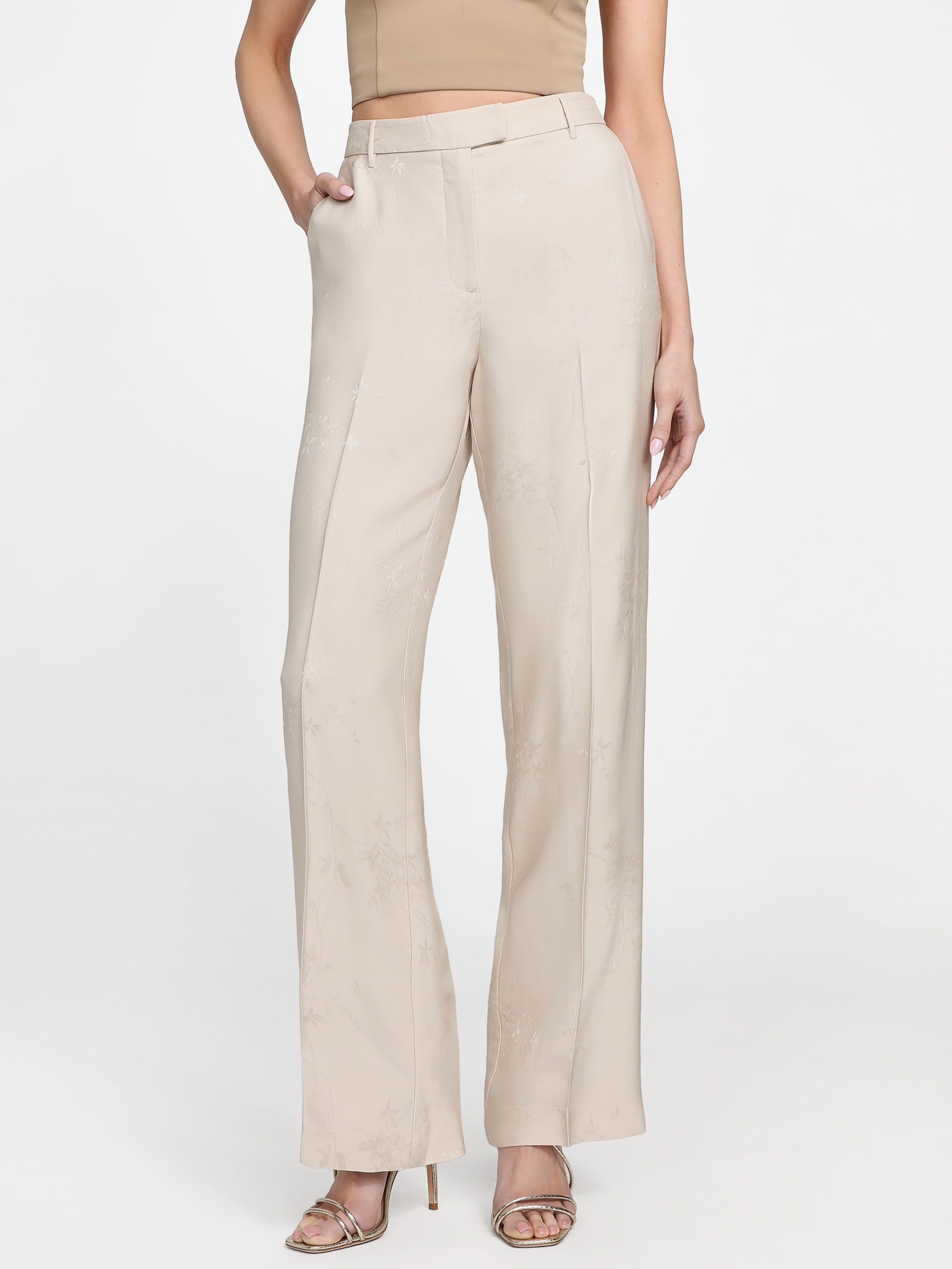 Calça reta floral Whitney