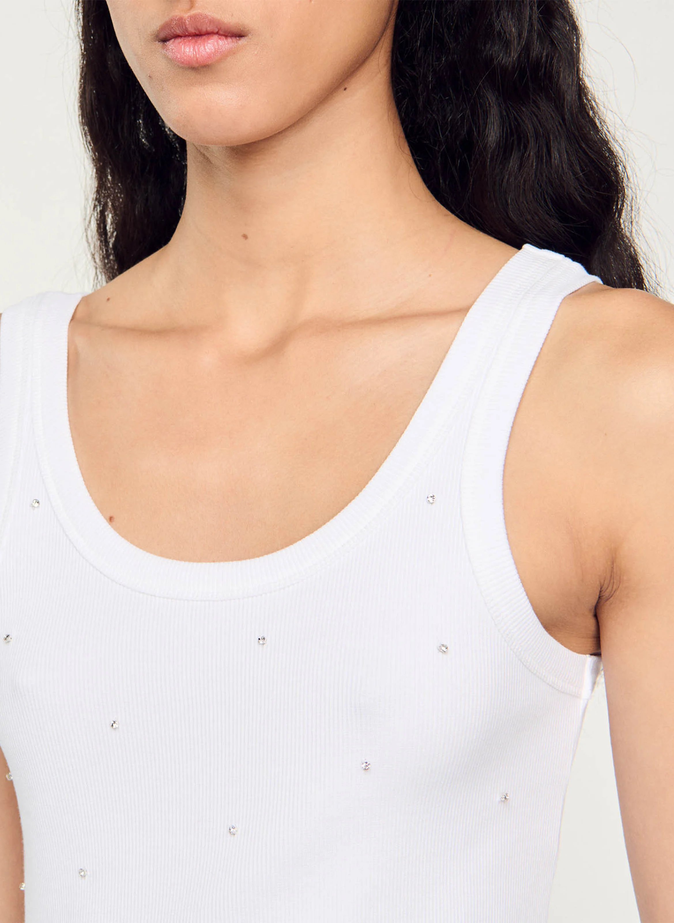 Débardeur strassé en coton | Blanc